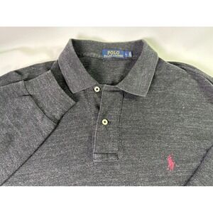Polo Ralph Lauren Men's L Gray Long Sleeve Polo Shirt Pony Logo Cotton